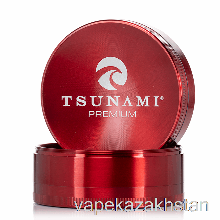 Vape Disposable Tsunami 3.9inch 4-Piece Sunken Top Grinder Red (100mm)